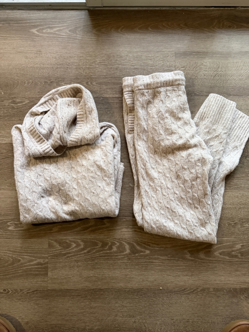Auden Cozy Cable-Knit Lounge Set - Cream